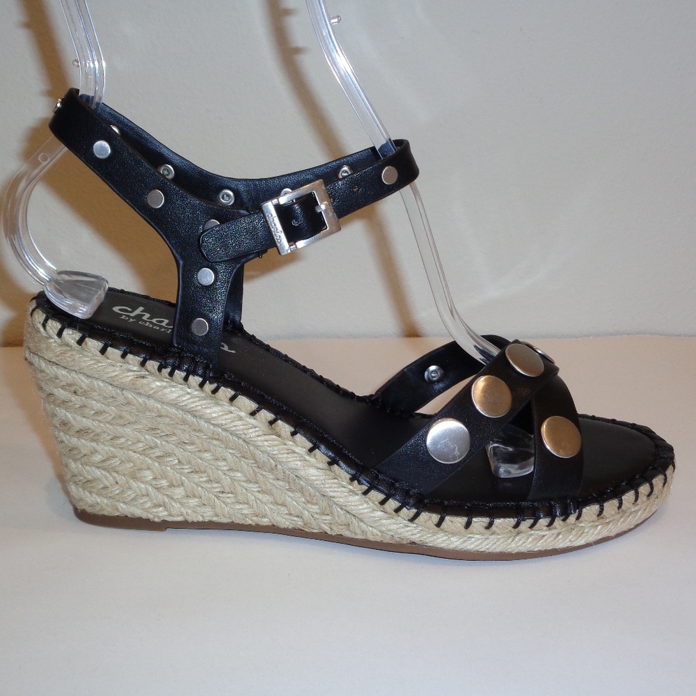 Charles David NACHO Black Jute New Wedge Sandals